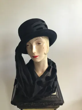 1990s Kōkin Black Hat with Scarf