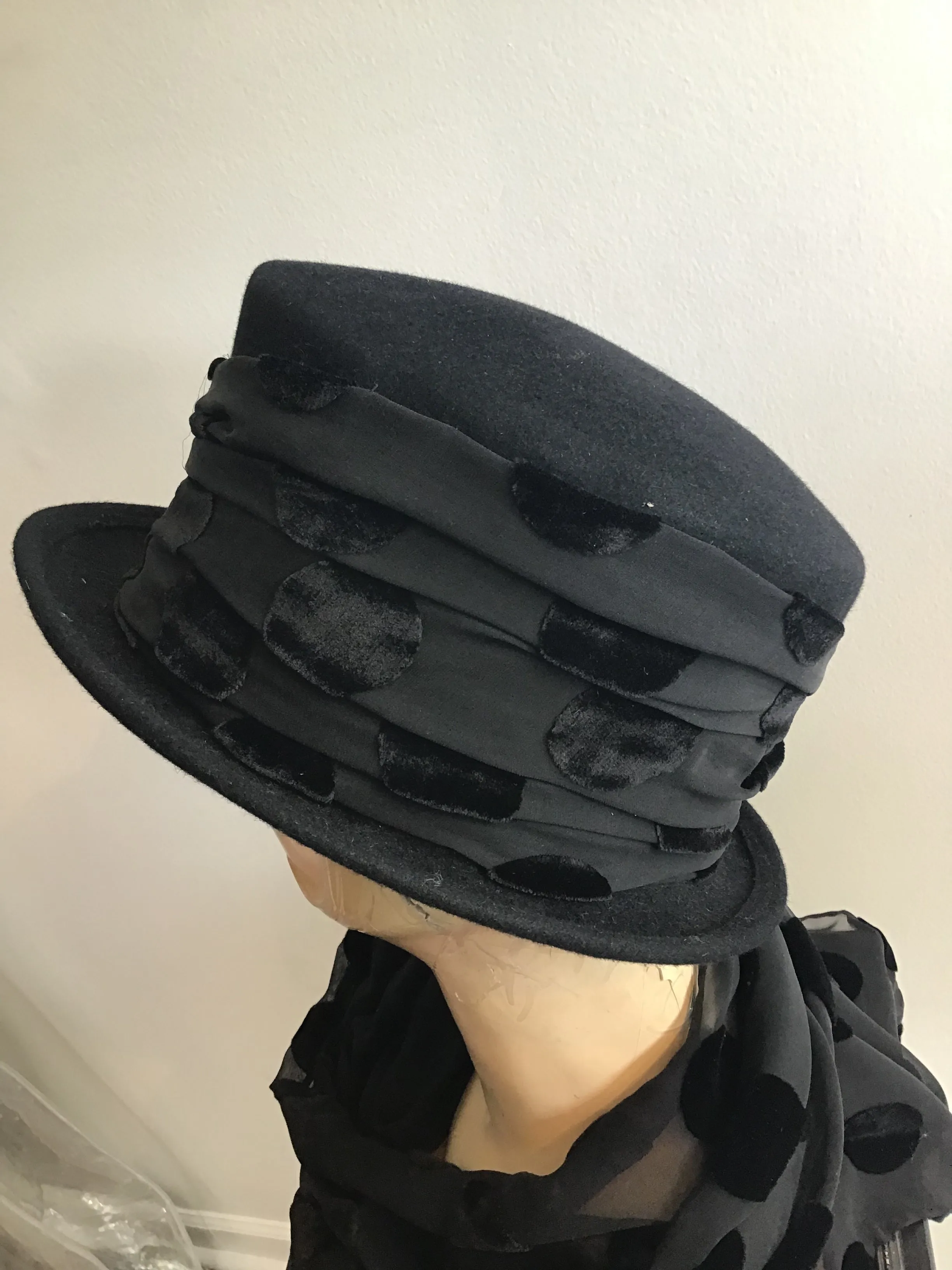 1990s Kōkin Black Hat with Scarf