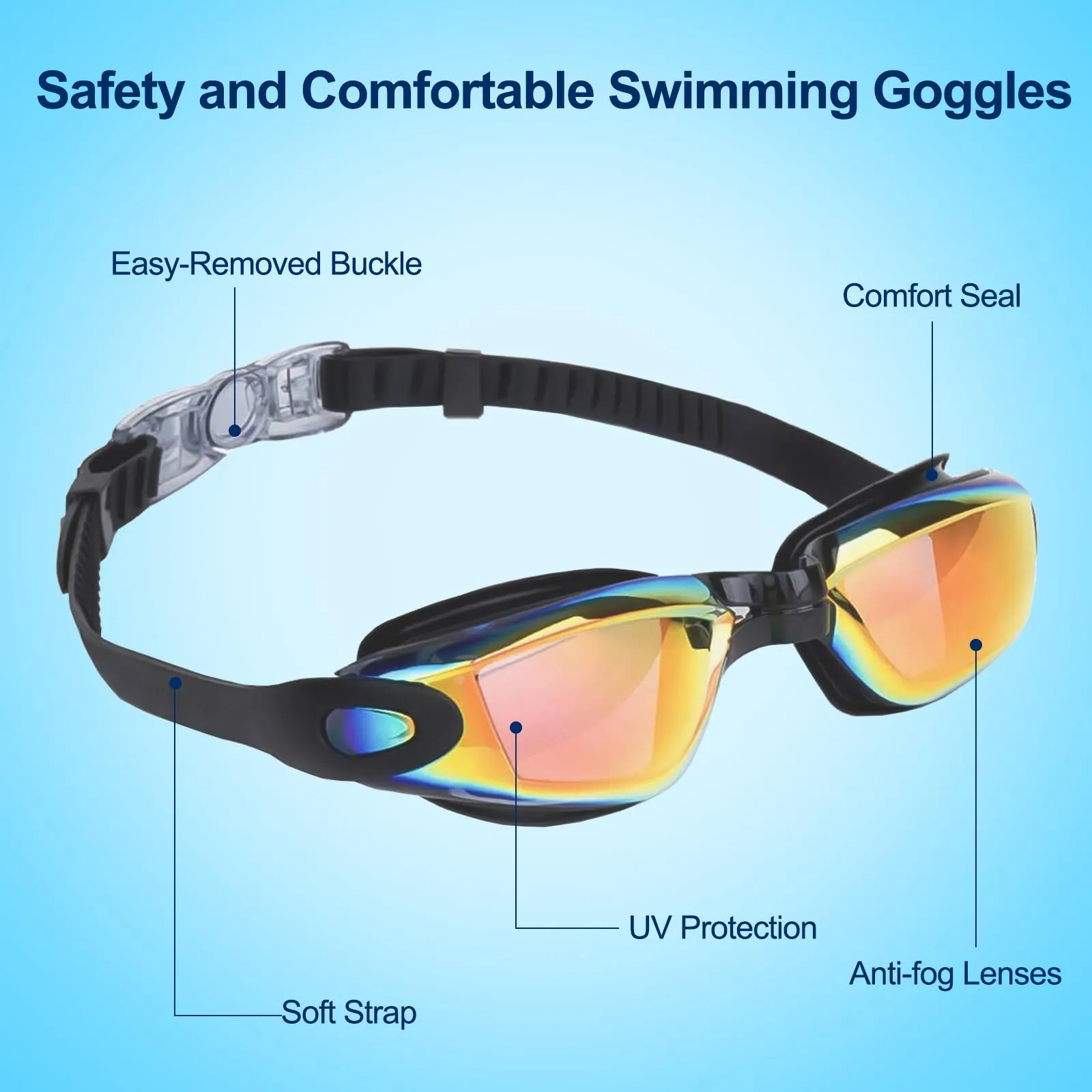 2 Pack Anti-Fog UV Protection Kids Swim Goggles