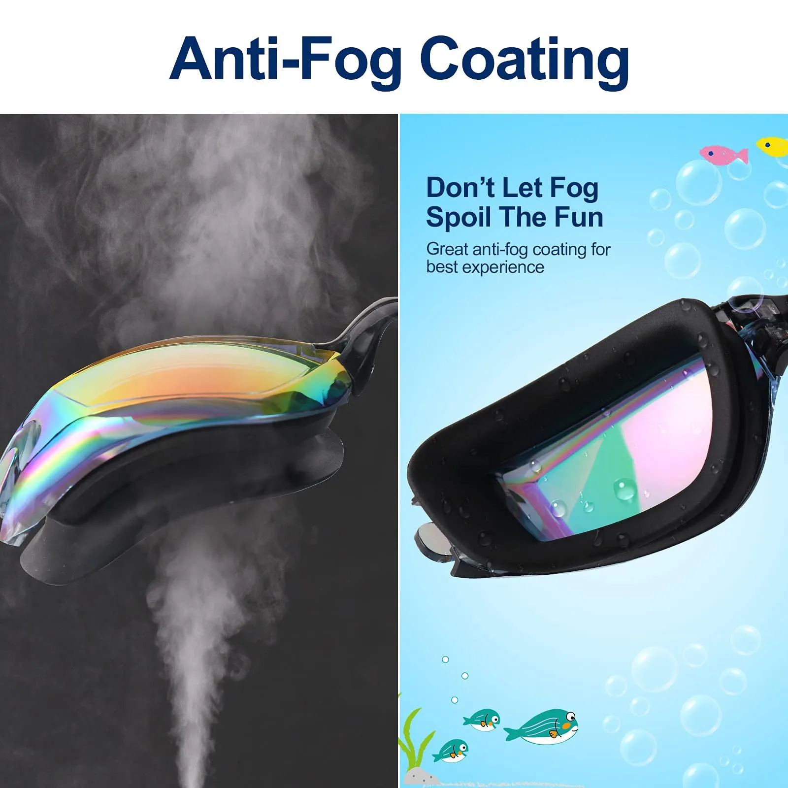 2 Pack Anti-Fog UV Protection Kids Swim Goggles