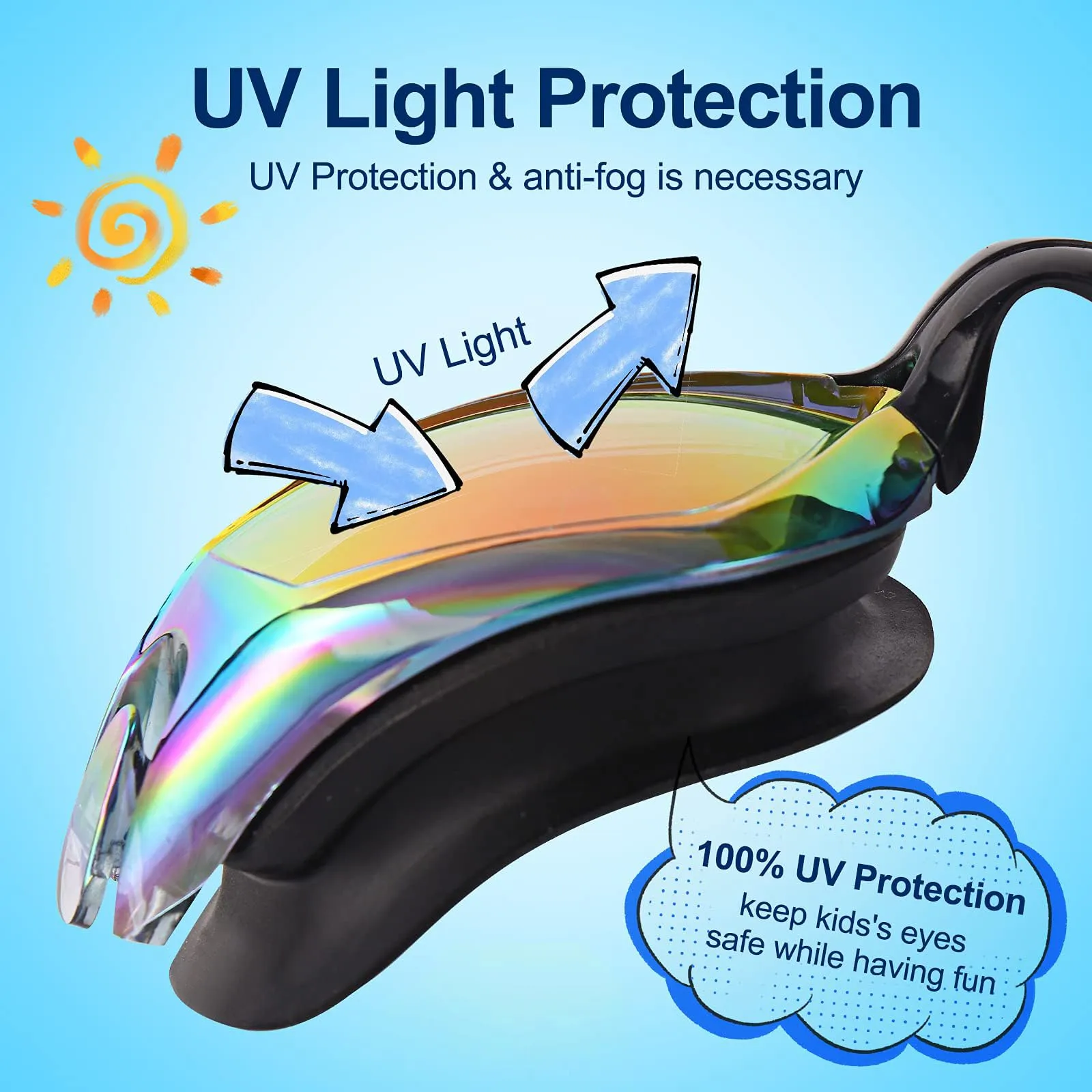 2 Pack Anti-Fog UV Protection Kids Swim Goggles