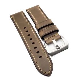 20mm, 22mm, 24mm Classic Style Peanut Brown Horween Calf Leather Watch Strap