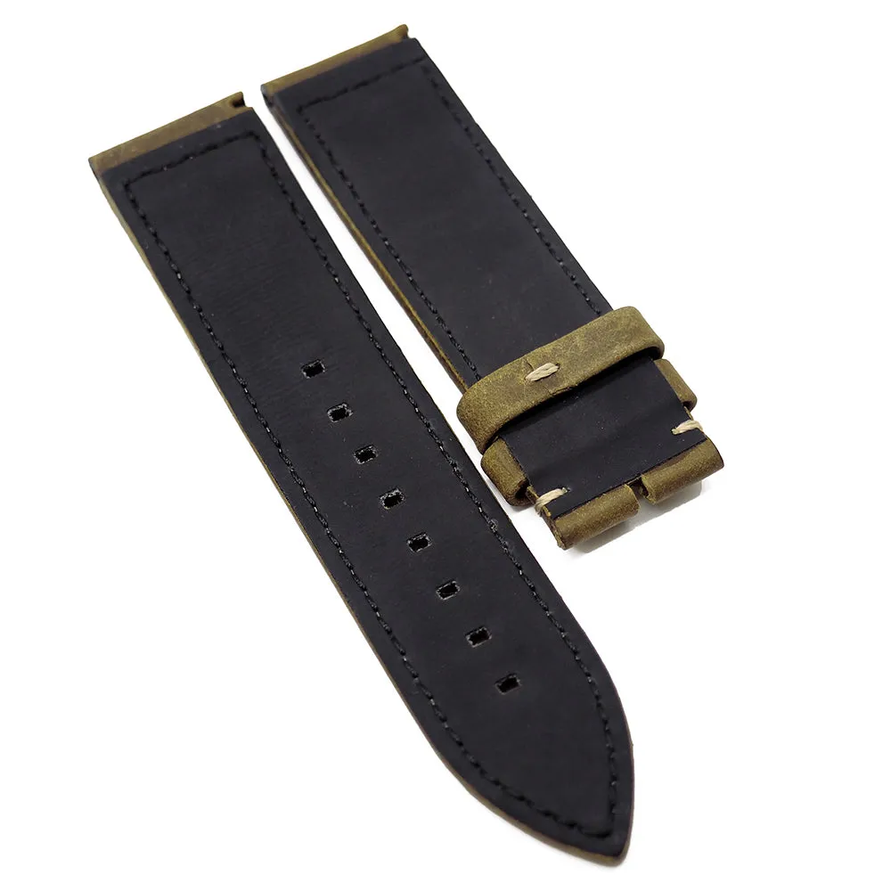 20mm, 23mm Olive Brown Matte Calf Leather Watch Strap For Zenith