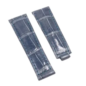 20mm Sapphire Blue Alligator Leather Watch Strap For Rolex