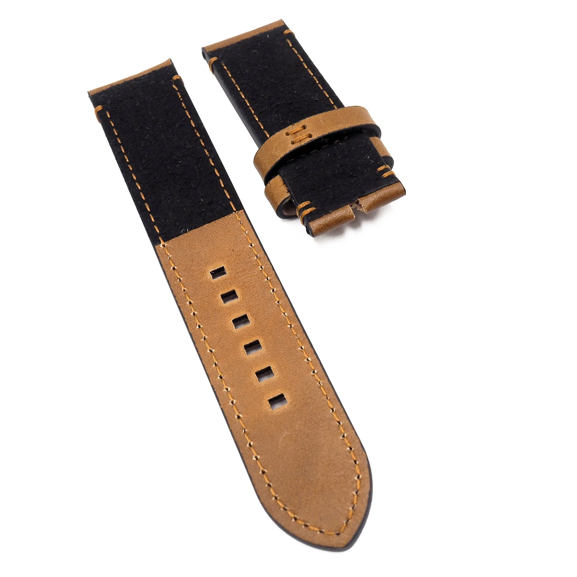 23mm Brown Calf Leather Watch Strap For Tudor Black Bay Bronze