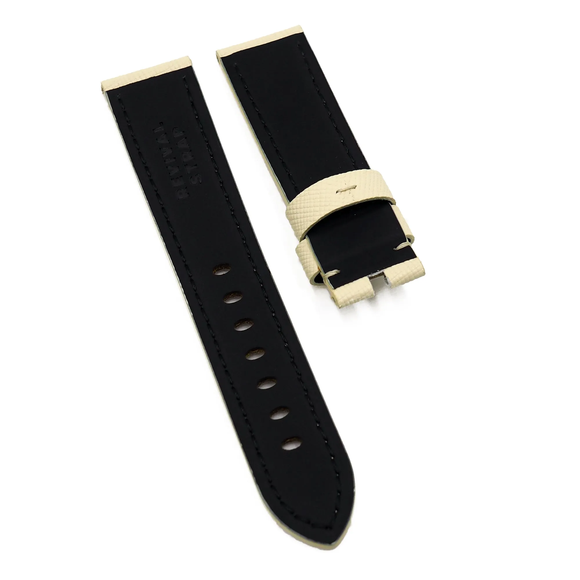 24mm, 26mm Milkshake White Saffiano Leather Watch Strap For Panerai, Two Length Size