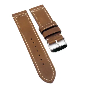 24mm Bronze Orange Calf Leather Watch Strap For Breitling Super Avi