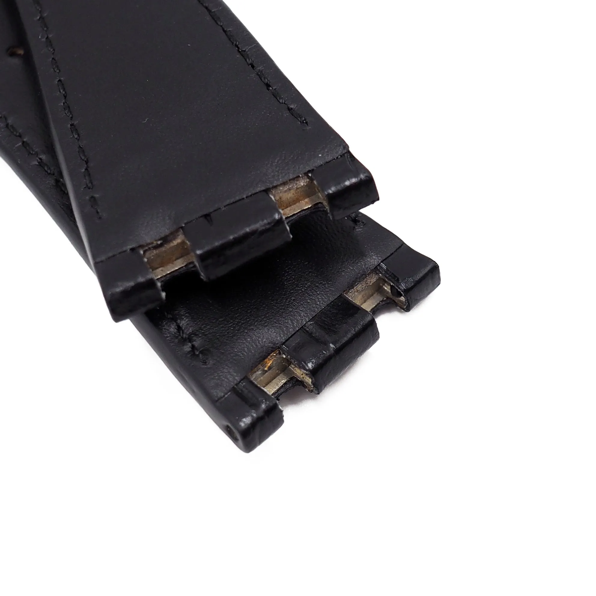 28mm Black Alligator Leather Watch Strap, Cream Stitching For Audemars Piguet Royal Oak Offshore