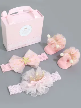 2pcs Baby Bow Knot Decor Headband 1pair Socks