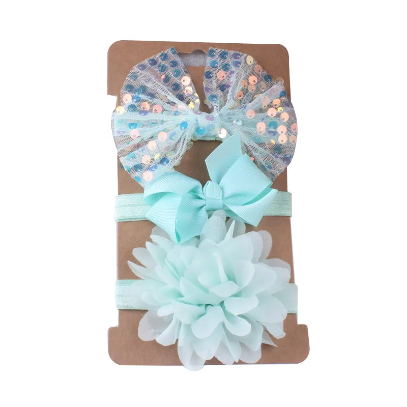 3-Pack Girl Bow Sequins Mesh Headbands  Wholesale 24213108