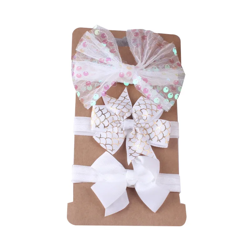 3-Pack Girl Bow Sequins Mesh Headbands  Wholesale 24213108