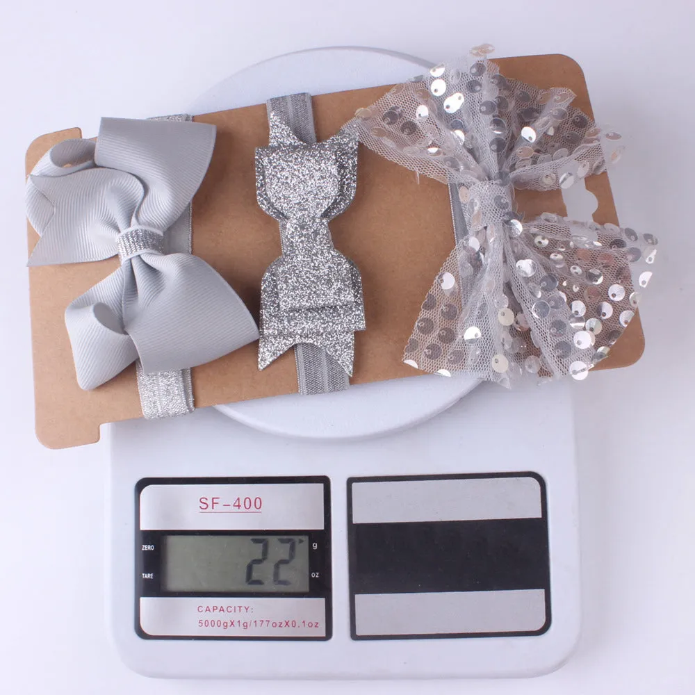 3-Pack Girl Bow Sequins Mesh Headbands  Wholesale 24213108