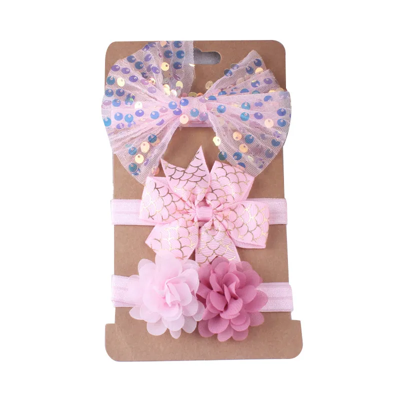 3-Pack Girl Bow Sequins Mesh Headbands  Wholesale 24213108