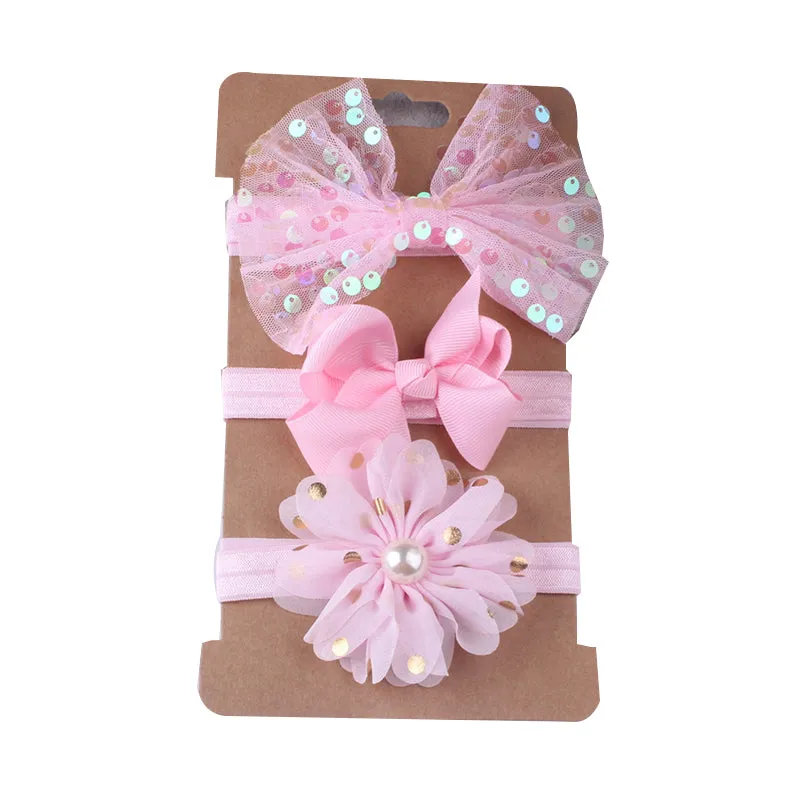 3-Pack Girl Bow Sequins Mesh Headbands  Wholesale 24213108