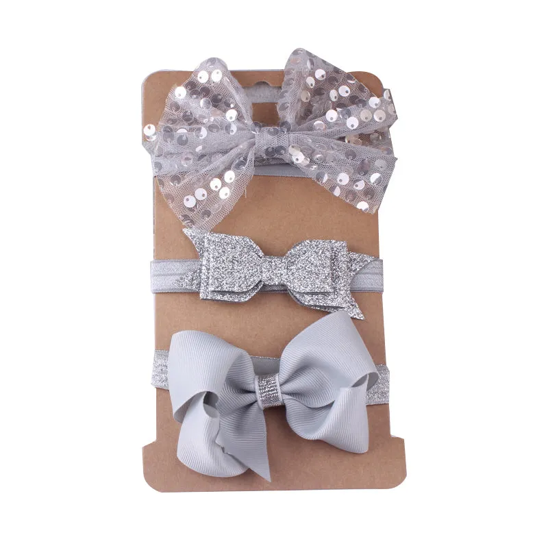 3-Pack Girl Bow Sequins Mesh Headbands  Wholesale 24213108