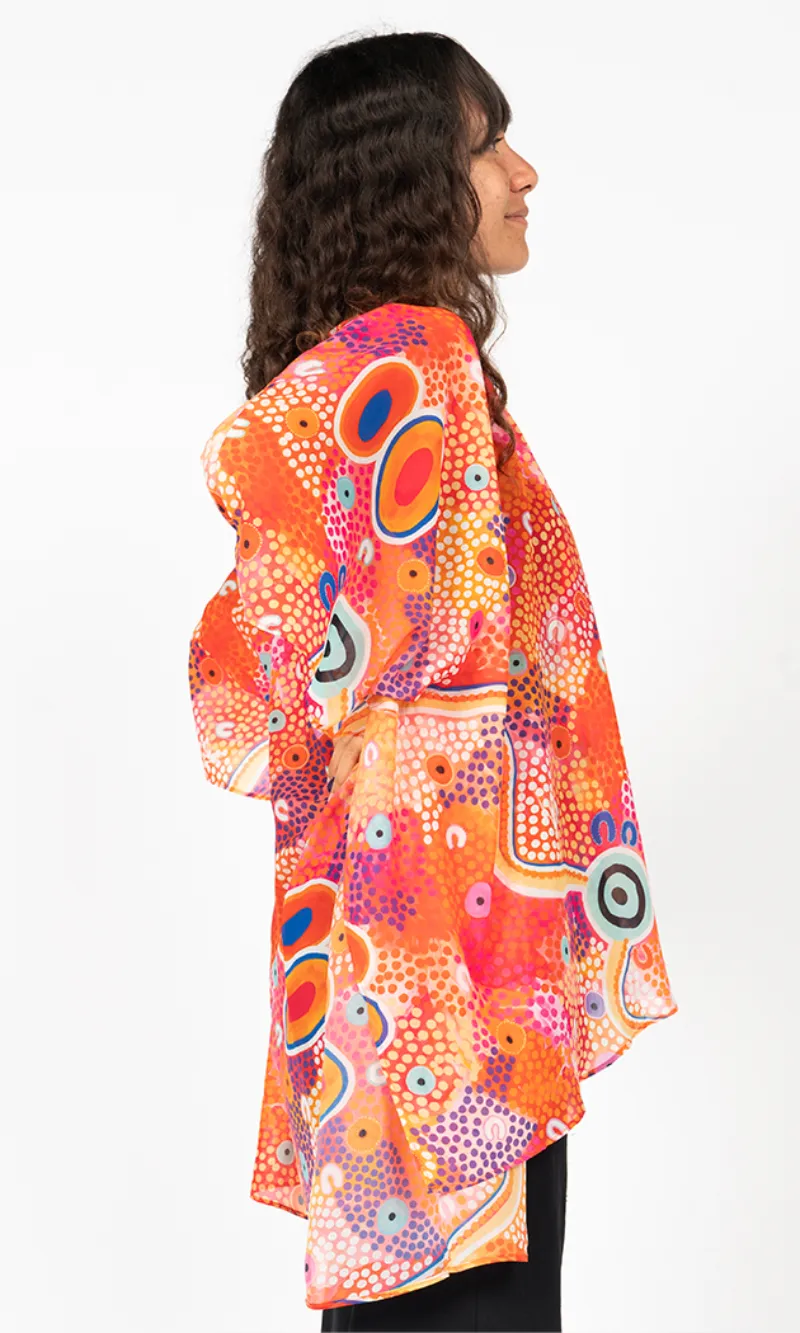 Aboriginal Art Chiffon Shawl Merindah-Gunya