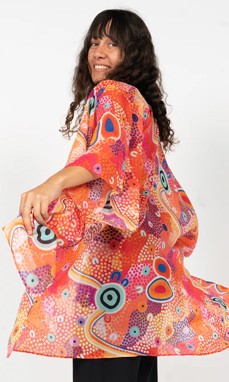 Aboriginal Art Chiffon Shawl Merindah-Gunya