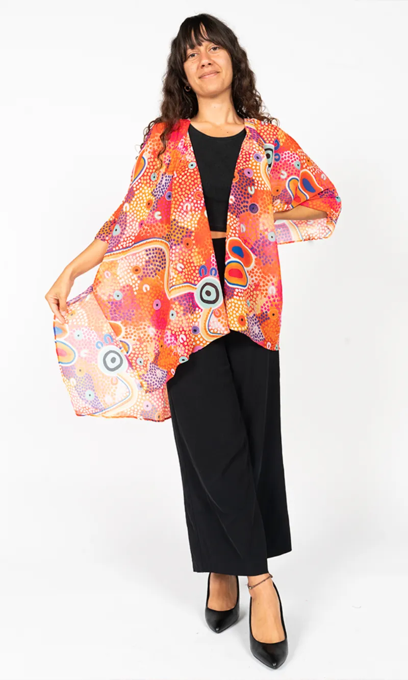 Aboriginal Art Chiffon Shawl Merindah-Gunya