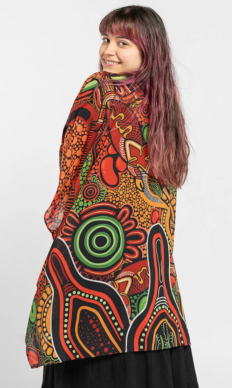 Aboriginal Art Chiffon Shawl Proud & Deadly