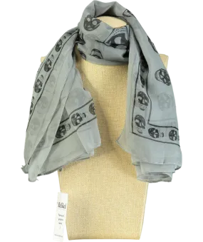 Alexander McQueen Grey Square Silk Chiffon Skull Scarf One Size