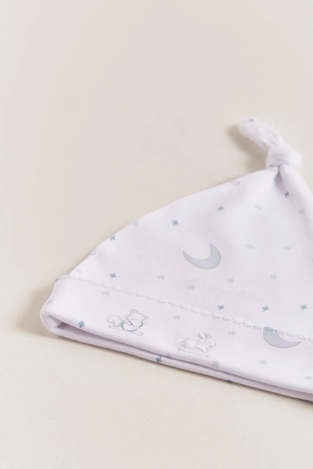 Babycottons Gustav In The Sky Knot Beanie White & Light Blue