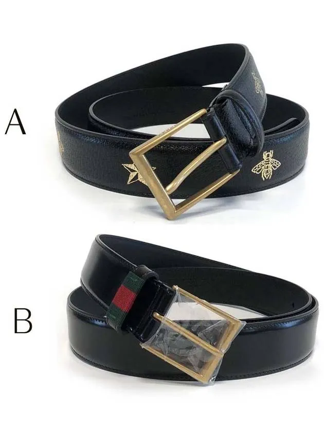 Bee Star Leather Belt Black