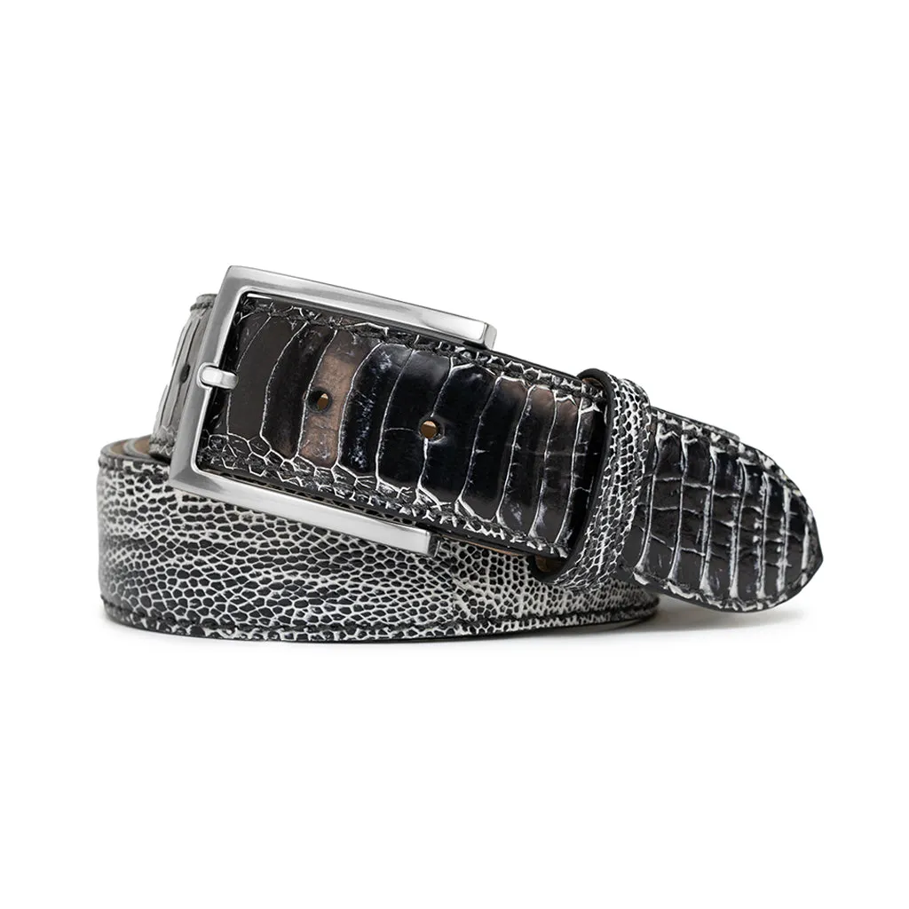 BLACK & WHITE OSTRICH CUSTOM BELT