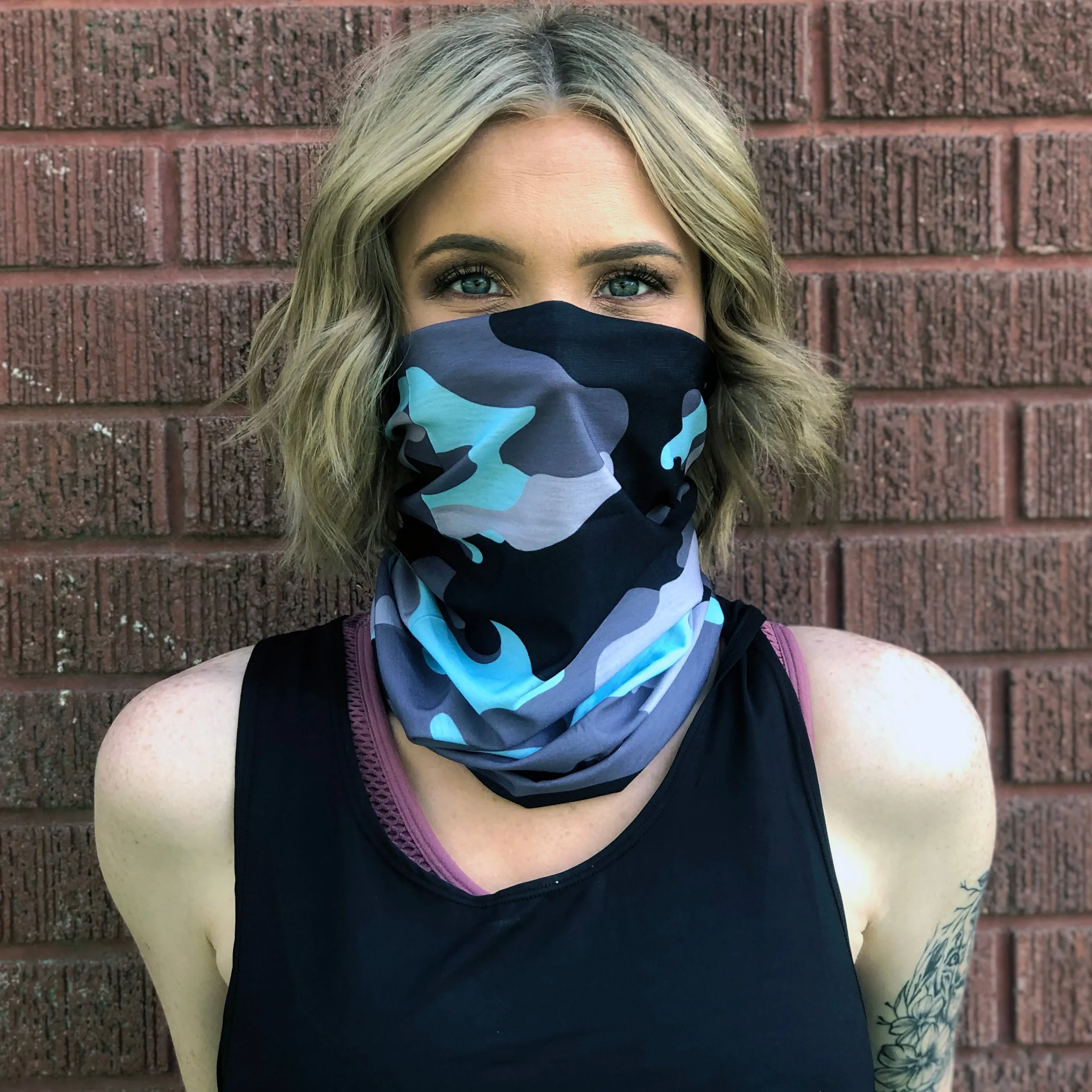 Blue Camo Face Mask, Neck Gaiter