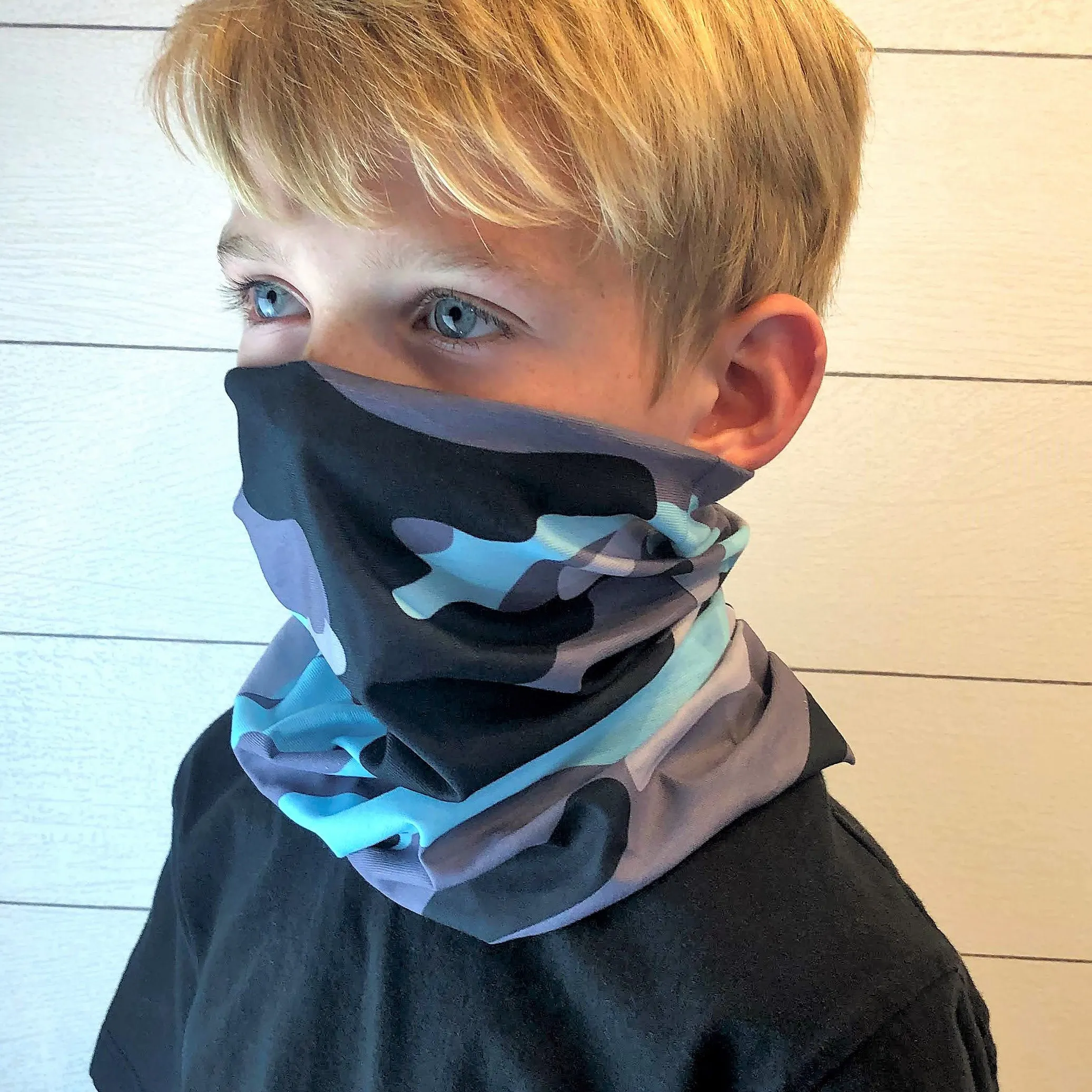 Blue Camo Face Mask, Neck Gaiter