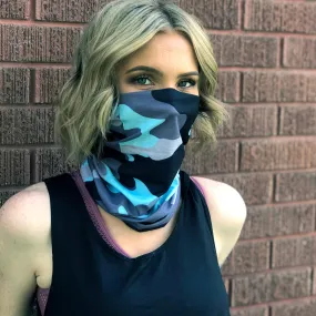 Blue Camo Face Mask, Neck Gaiter