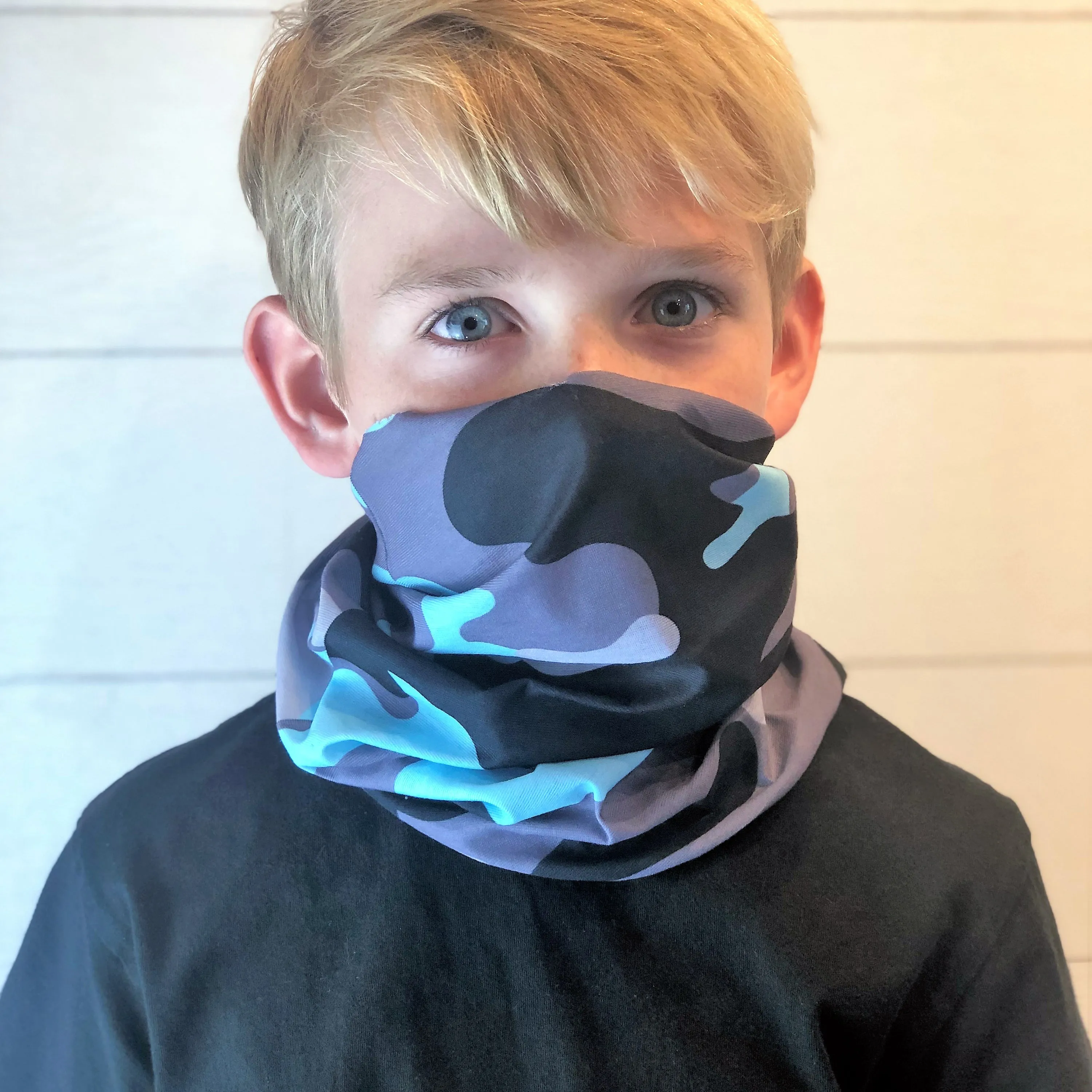 Blue Camo Face Mask, Neck Gaiter