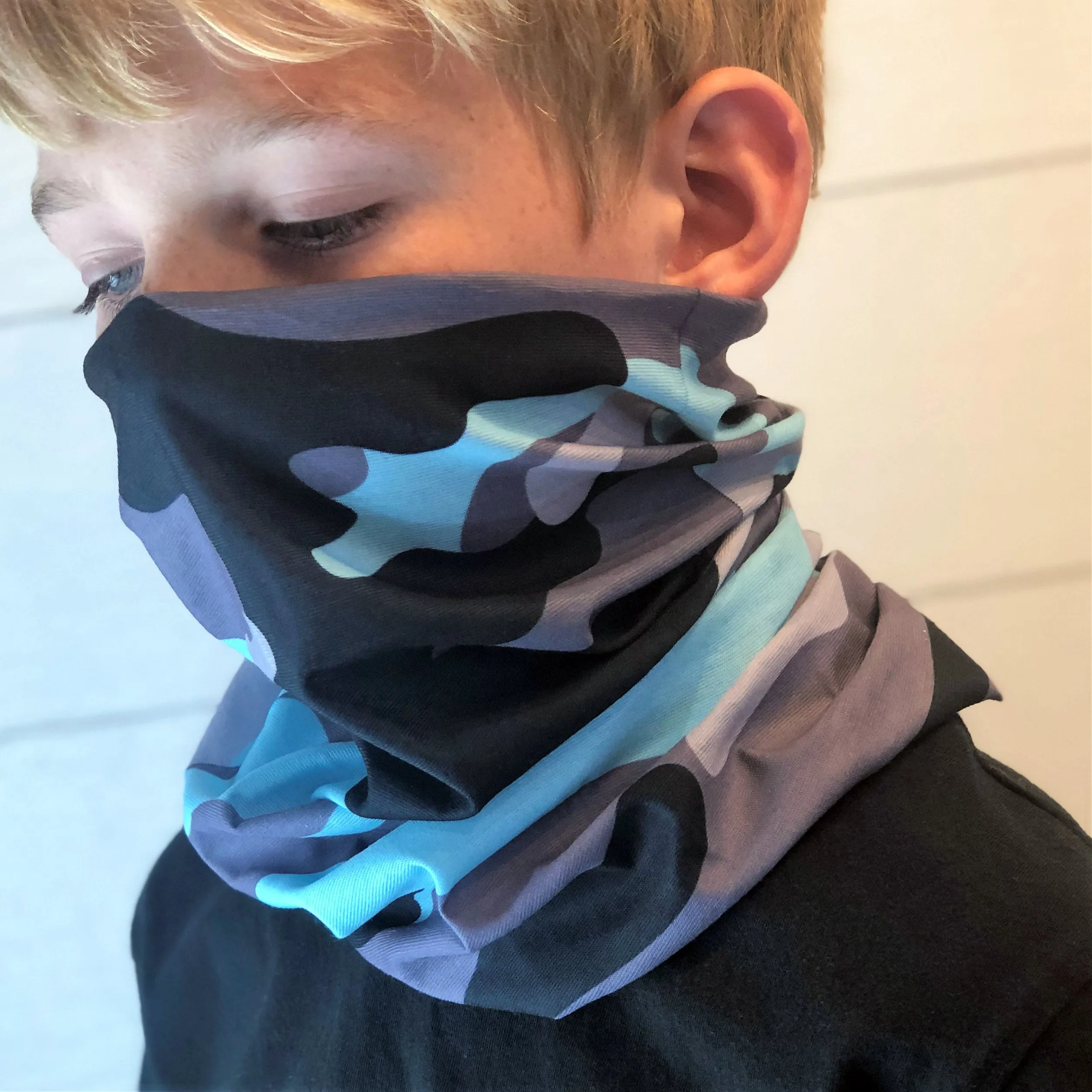 Blue Camo Face Mask, Neck Gaiter