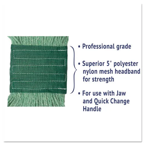 Boardwalk Super Loop Wet Mop Head Cotton/synthetic Fiber 5" Headband Medium Size Green