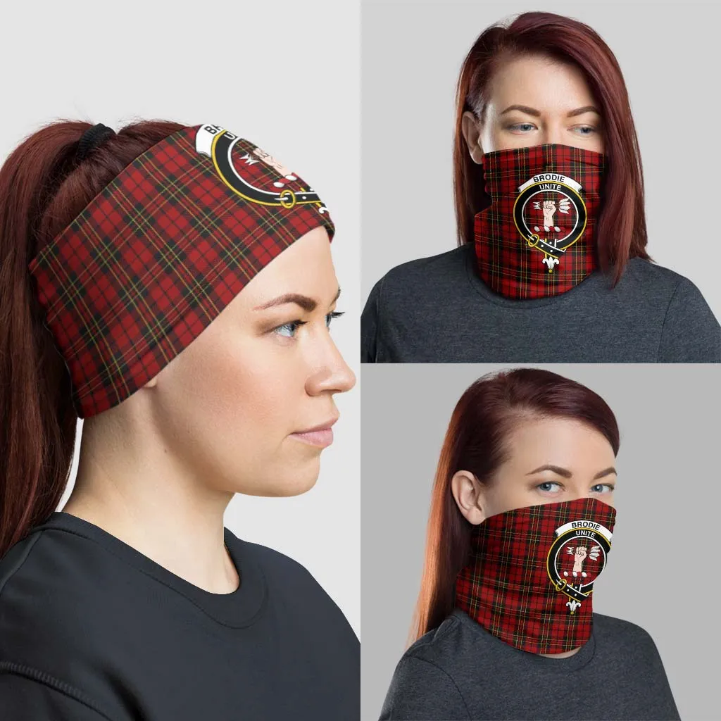 Brodie Tartan Neck Gaiters, Tartan Bandanas, Tartan Head Band with Family Crest