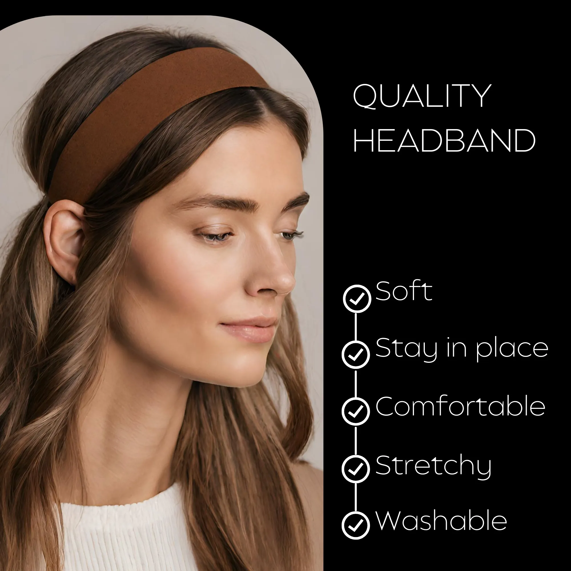 Brown Cotton Headbands - 12 Pack