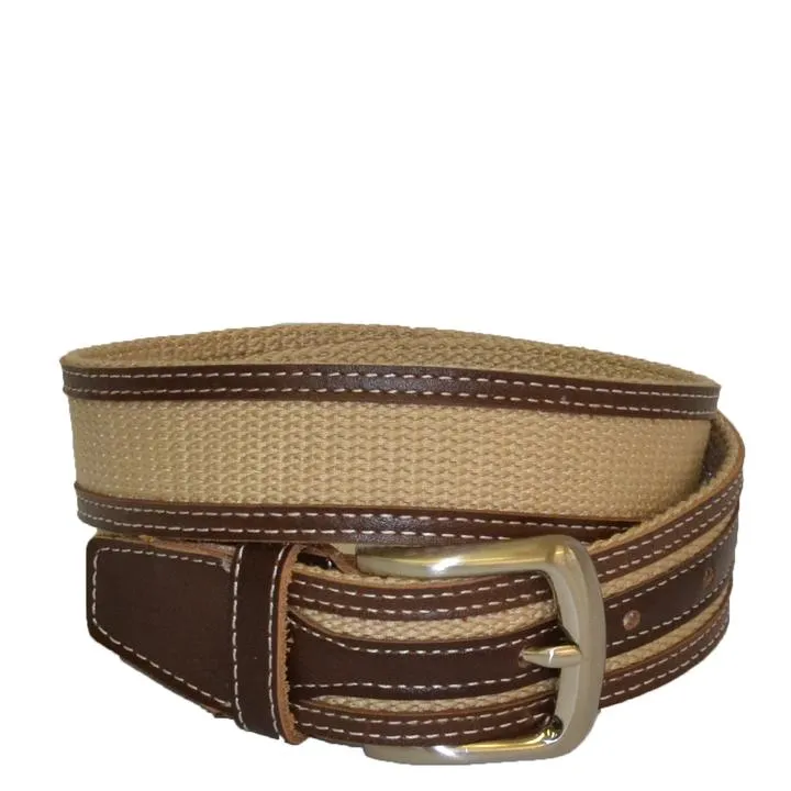 BYRON - Mens Canvas Black and Brown Leather Belt Gift Pack