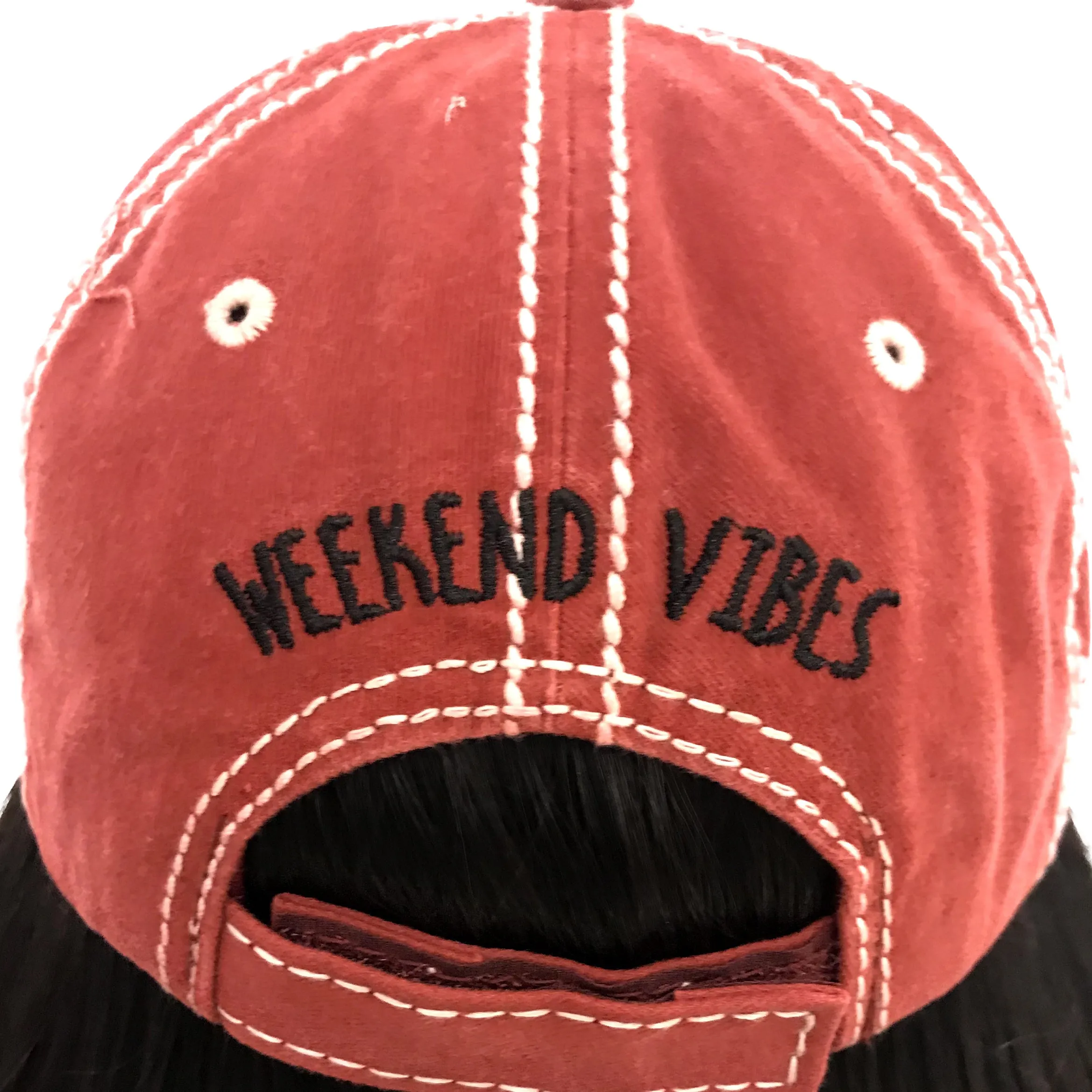 CAPS WEEKEND VIBES DISTRESSED DENIM