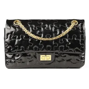 Chanel Bag 2.55 Reissue Black Patent Leather Puzzle Pieces with Gold Hardware