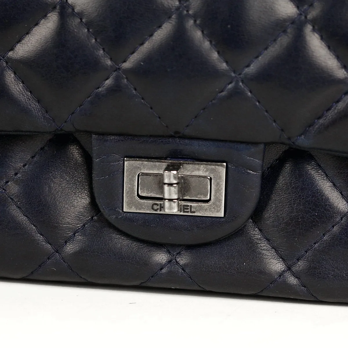 Chanel Bag 2.55 Reissue Navy Lambskin Leather with Silver Hardware 226