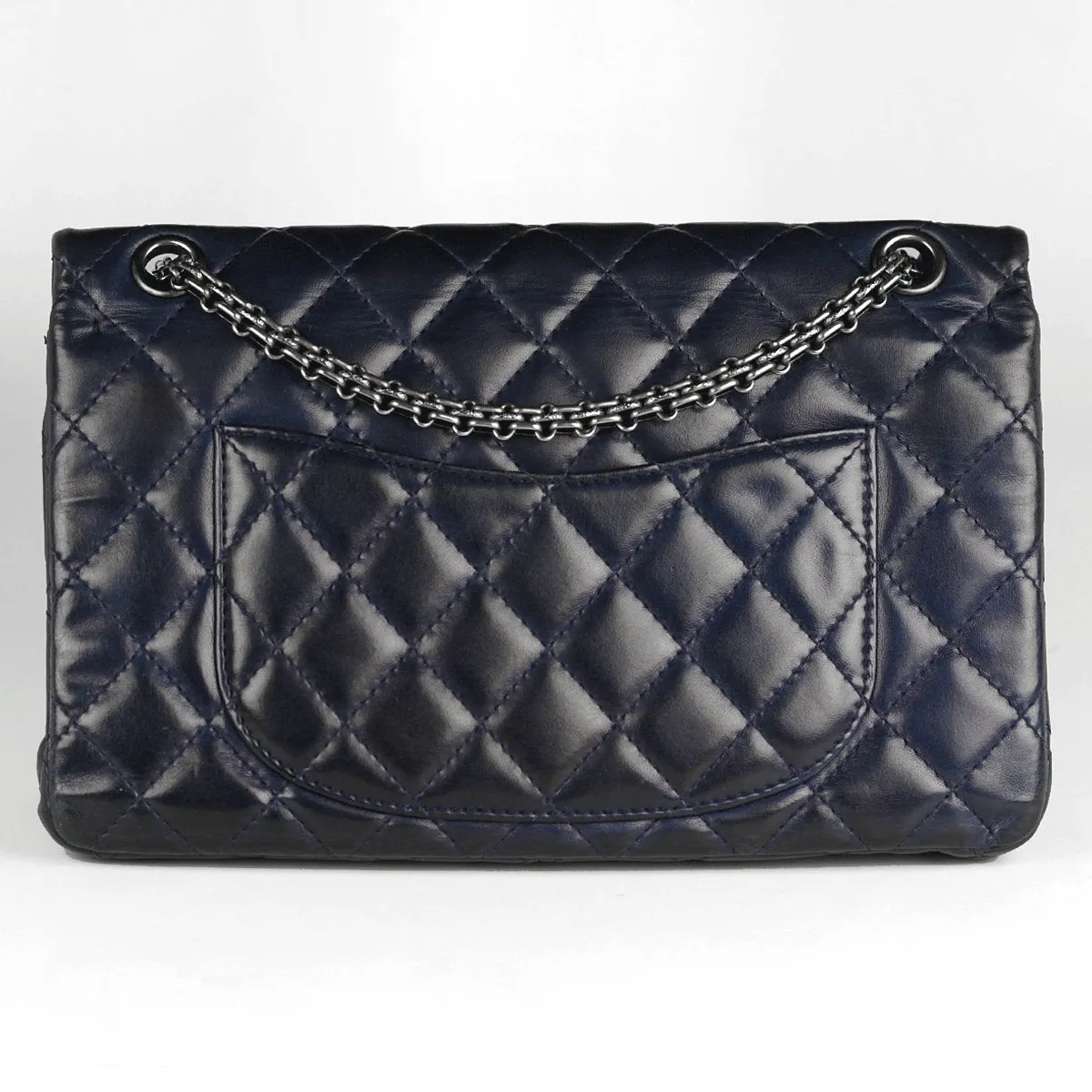 Chanel Bag 2.55 Reissue Navy Lambskin Leather with Silver Hardware 226