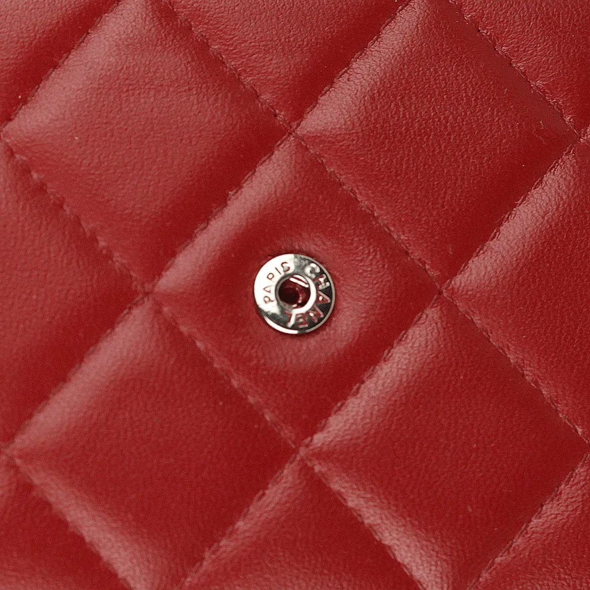 Chanel Bag Wallet on Chain (WOC) Red Quilted Lambskin Leather with Silver Hardware