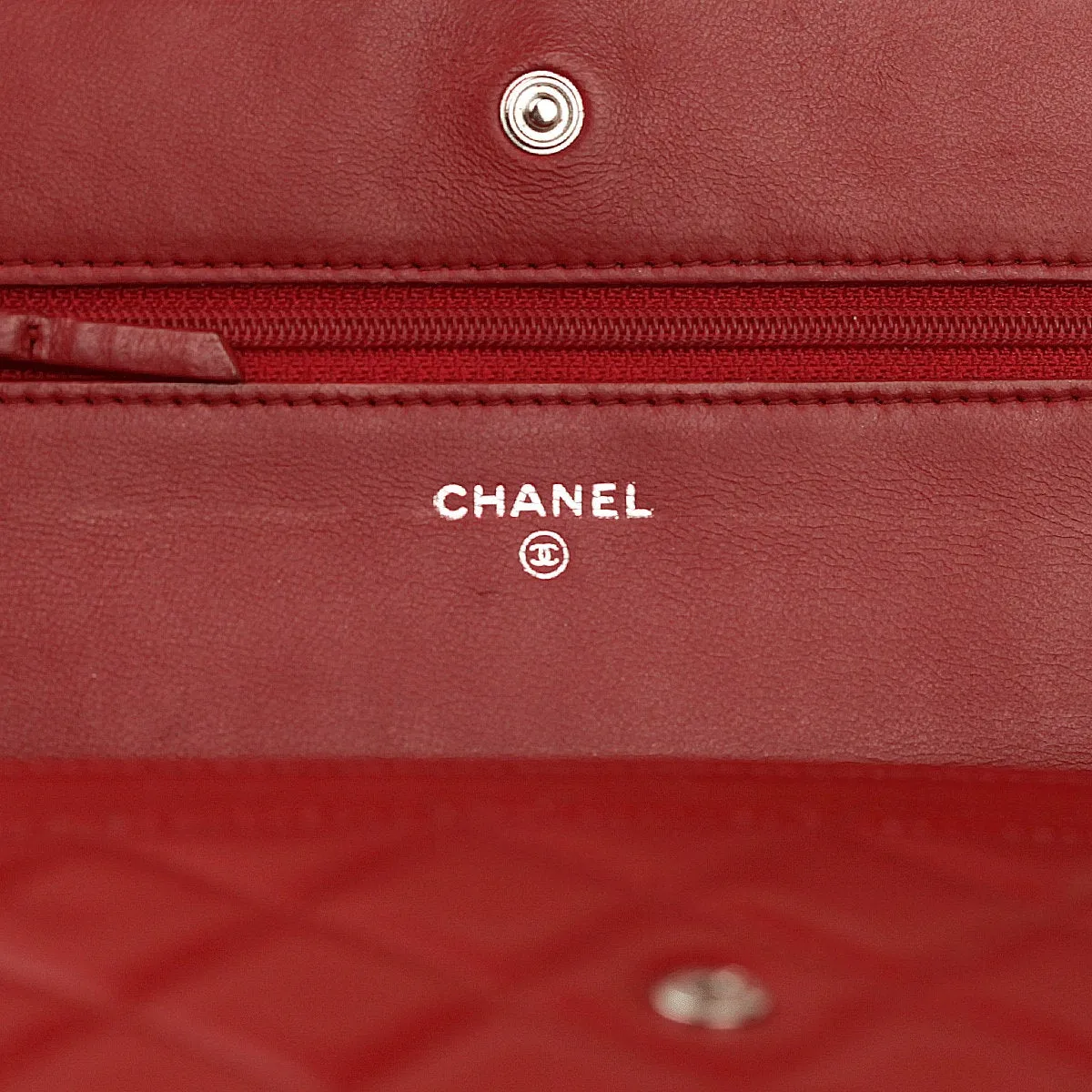 Chanel Bag Wallet on Chain (WOC) Red Quilted Lambskin Leather with Silver Hardware