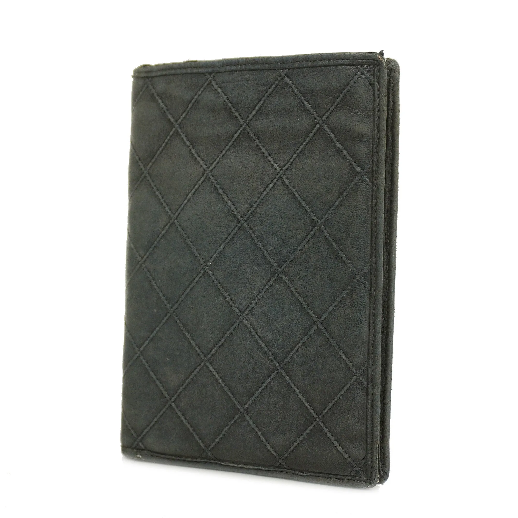 Chanel  Bicolor Bi-fold Wallet Women's Lambskin Black
