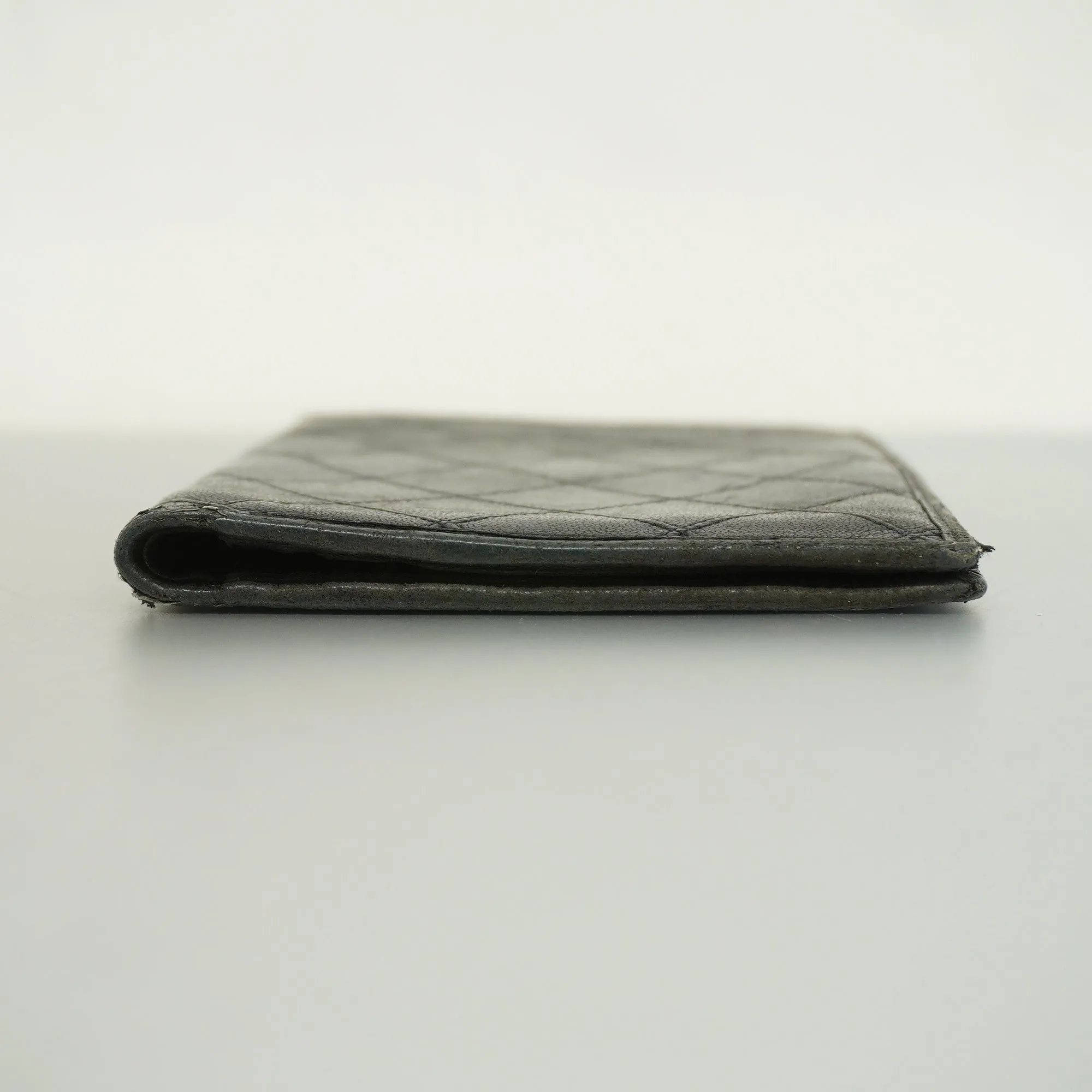 Chanel  Bicolor Bi-fold Wallet Women's Lambskin Black