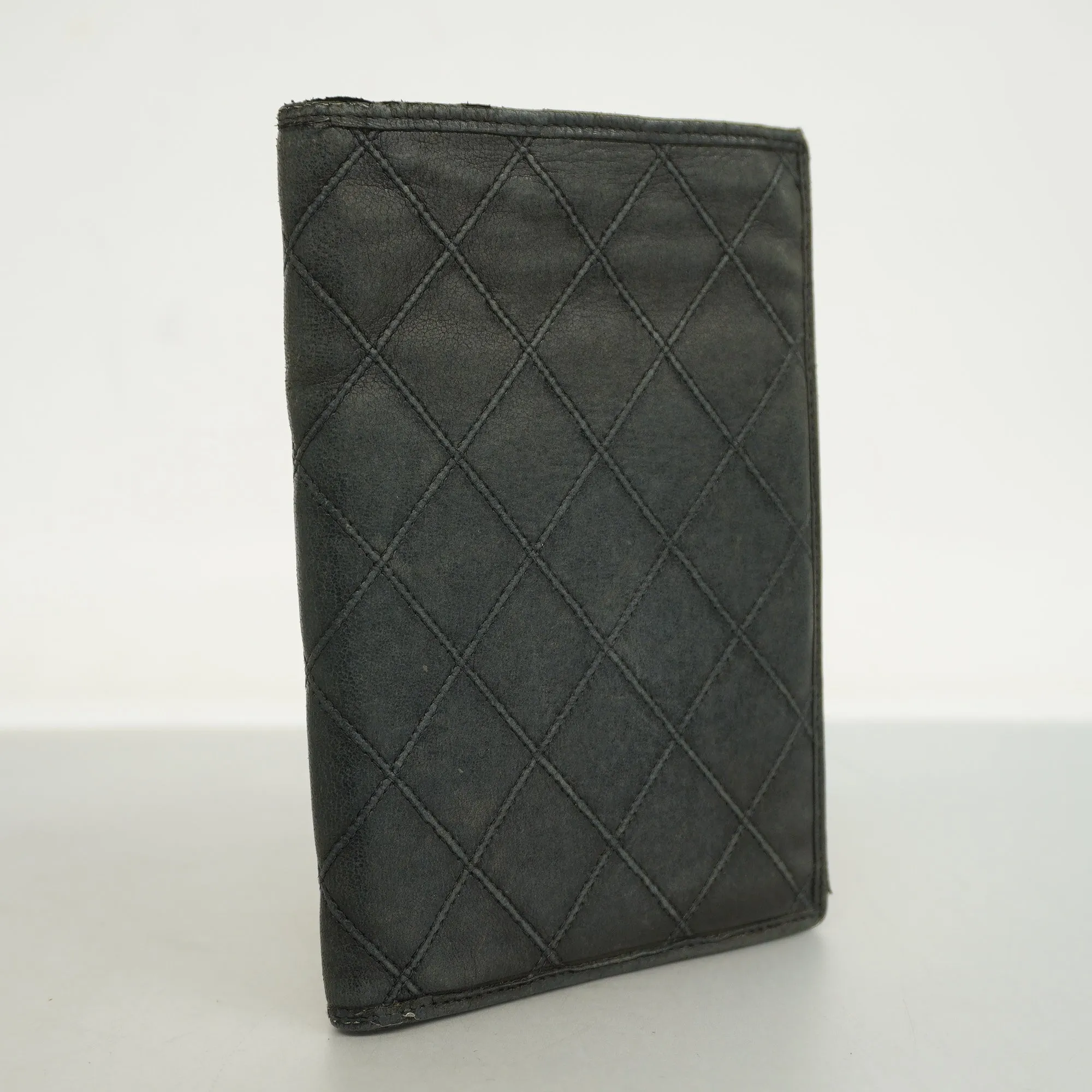 Chanel  Bicolor Bi-fold Wallet Women's Lambskin Black