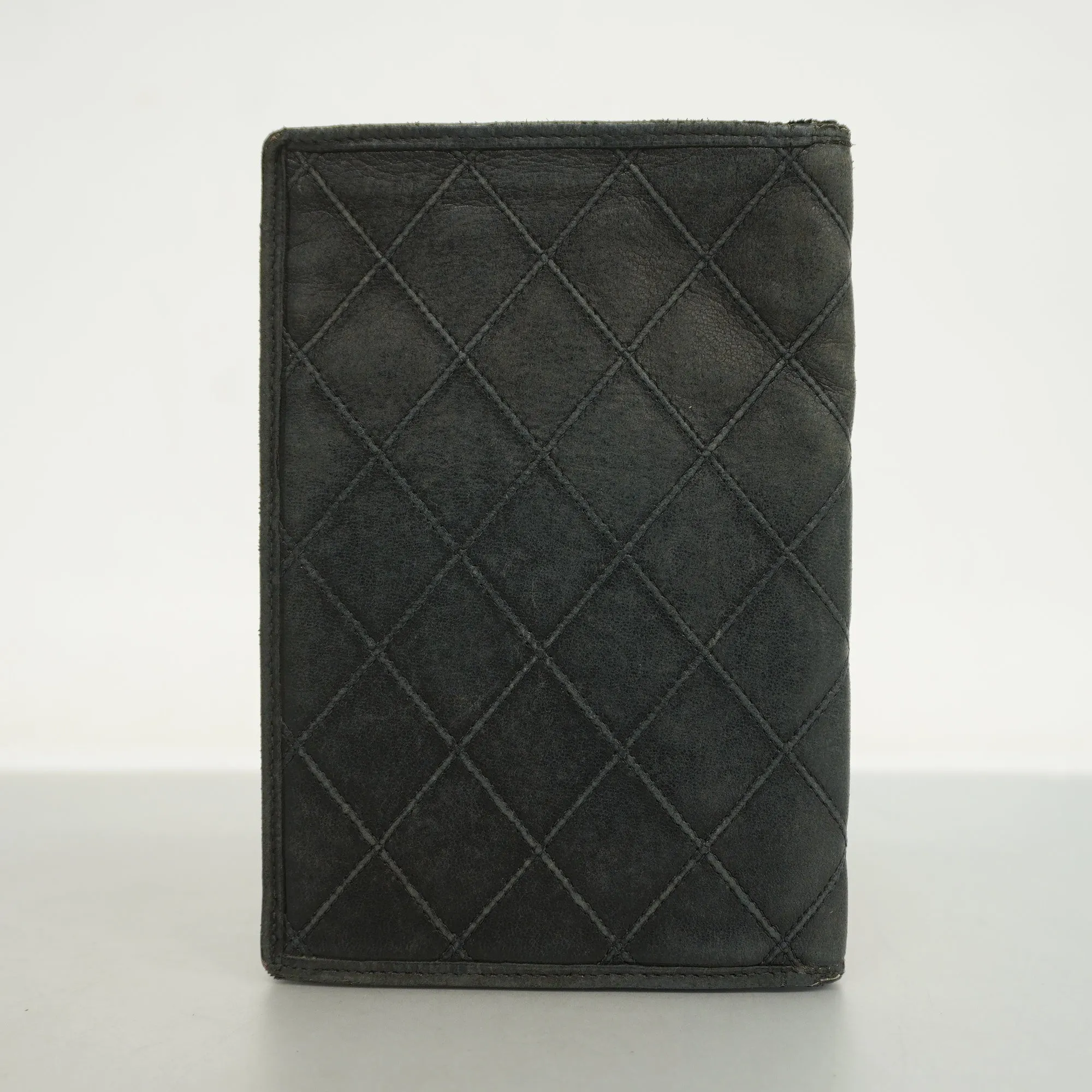 Chanel  Bicolor Bi-fold Wallet Women's Lambskin Black