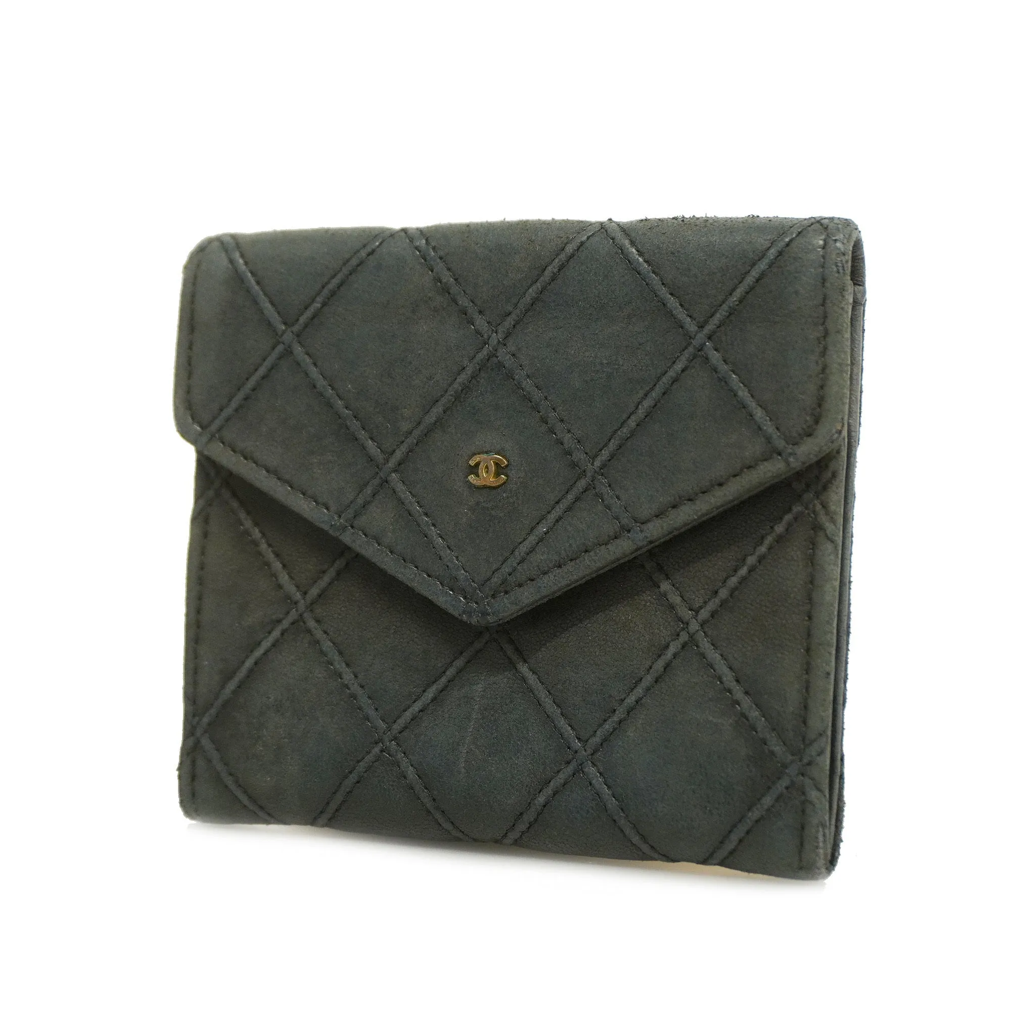 Chanel  Bicolor Gold Metal Fittings Lambskin Coin Purse/coin Case Black