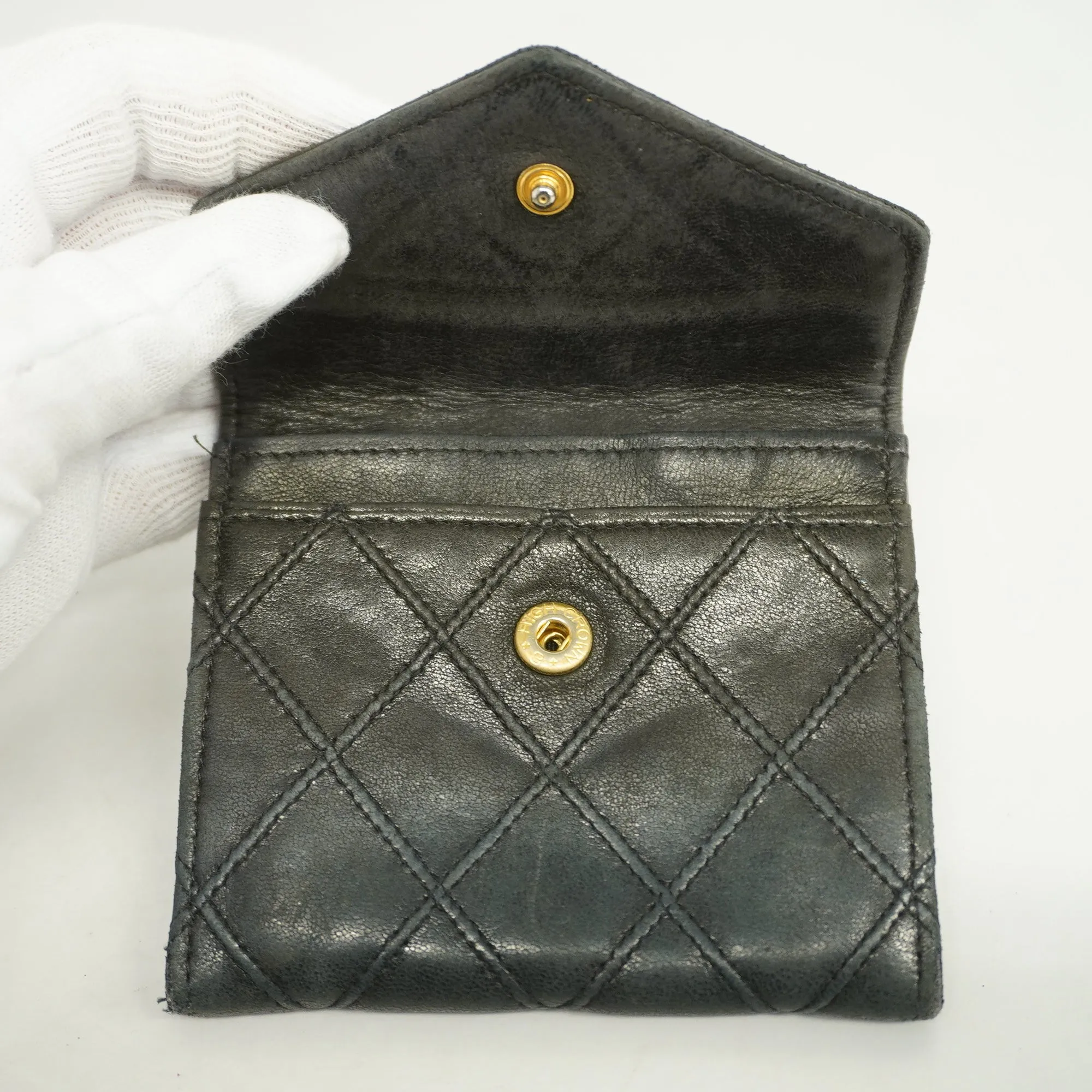 Chanel  Bicolor Gold Metal Fittings Lambskin Coin Purse/coin Case Black