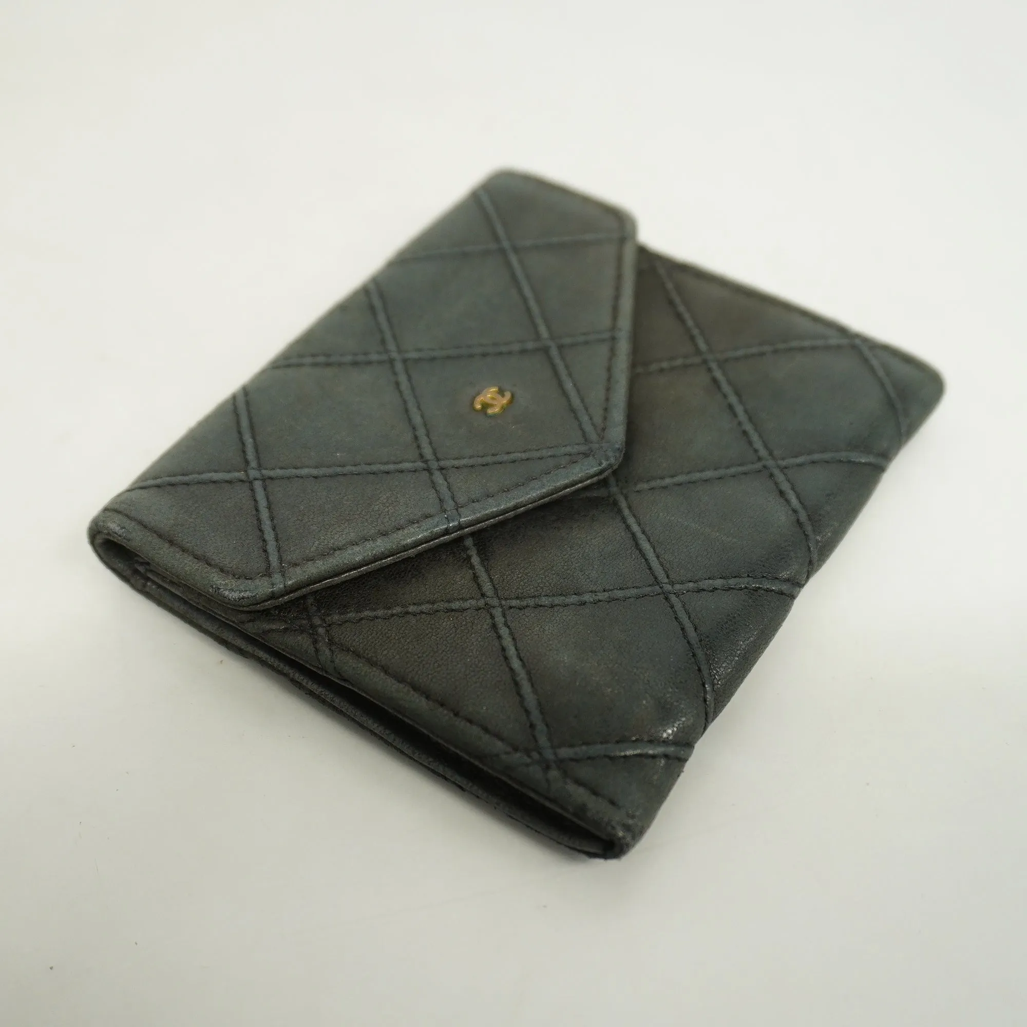 Chanel  Bicolor Gold Metal Fittings Lambskin Coin Purse/coin Case Black