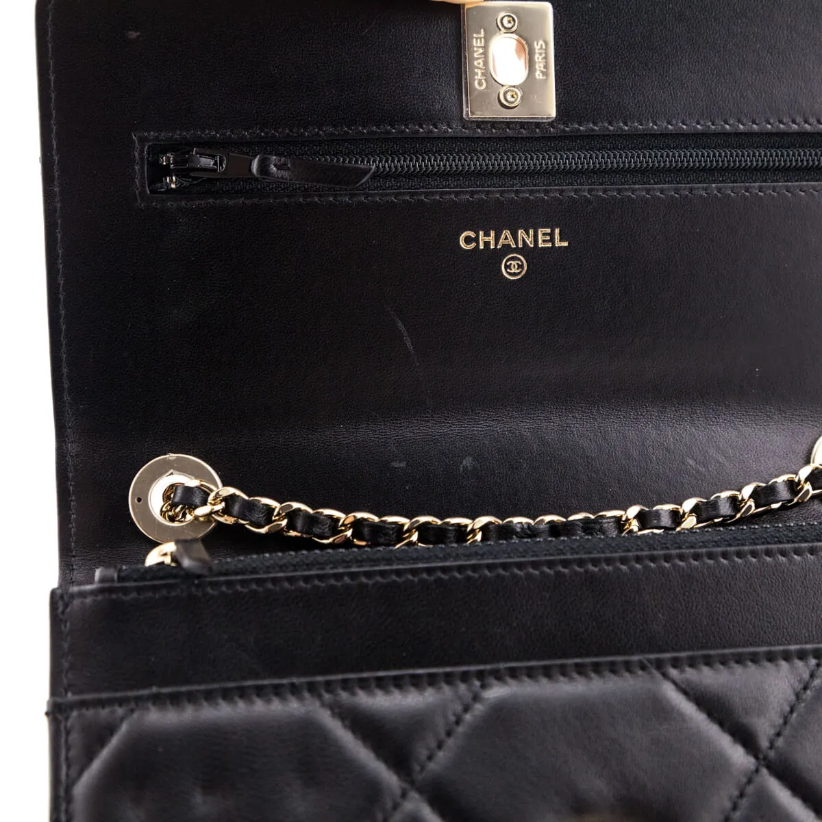 Chanel Black Quilted Lambskin Trendy CC Wallet On Chain